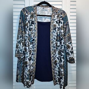 Elegant Floral Women's Blouse - Navy and Gold! Lightweight And Breatheable!